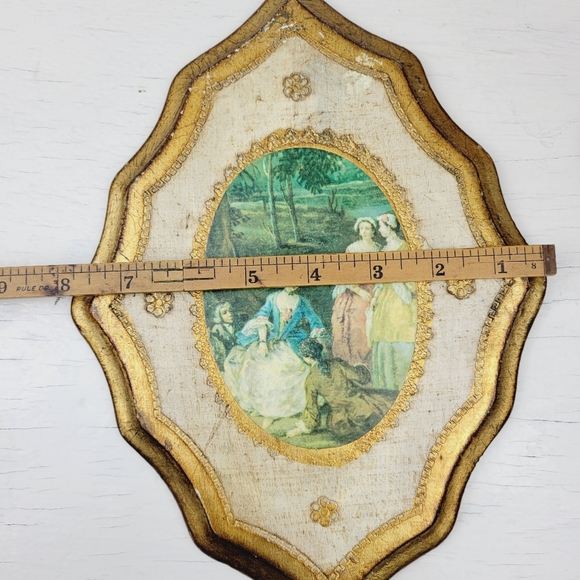 Vintage Italian Wall Art Wood Plaques Florentine Toleware Tole Art Gold Gilt - Picture 10 of 16